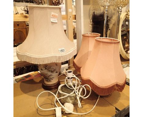 Four table lamps including Jersey pottery. Not available for in-house P&amp;P, contact Paul O'Hea at Mailboxes on 01925 65913