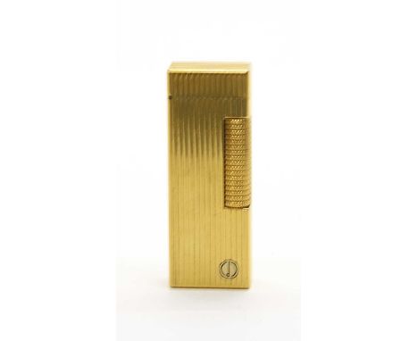 A rolled gold Dunhill lighter, marked Dunhill to interior of lid and to base, 6.5cm long