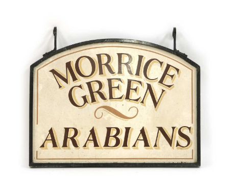 Morice Green Arabians vintage sign and associated frame, 47cm wide, 62cm highCondition report: Surface rust to frame