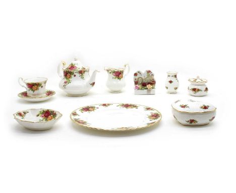 A collection of Royal Albert Old Country Roses, comprising teapot, milk jug, cream jug, six teacups, six saucers, two mugs, s