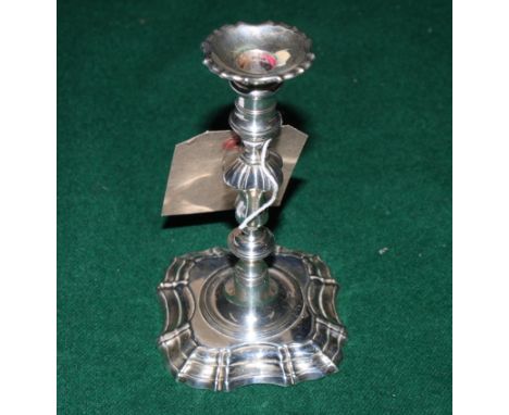 A George III silver taper stick with knopped stem, maker John Pollock?, London 1749, 4.8oz troy approx
