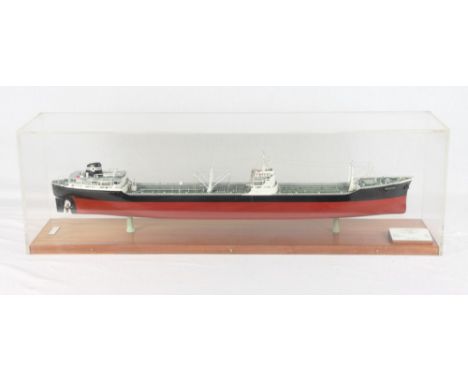 A scale model of T T Falkefjell by Trygve-Larsen Oslo, scale 1:250, 34" long, in perspex glazed case