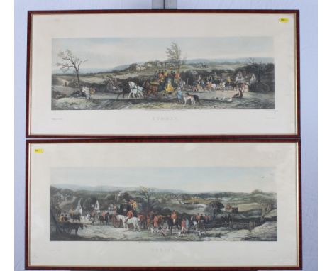 A set of four coloured fox hunting prints, "Spring", "Summer", "Autumn" and "Winter", and a 19th Century coloured engraving, 