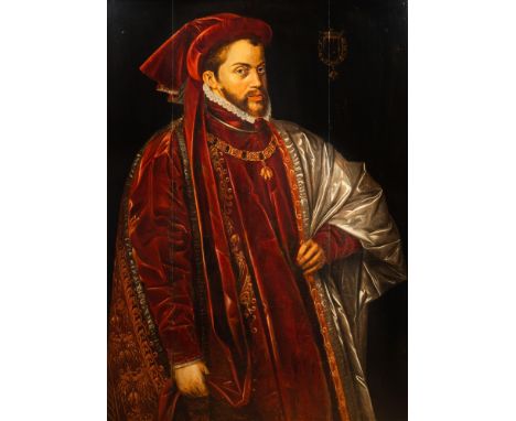 Full title: Flemish school: Portrait of Philip II as a knight in the Order of the Golden Fleece, oil on panel, presumably 18t