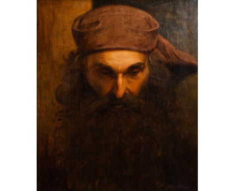 Full title: French school: Portrait of a biblical figure, oil on canvas, 19th C.Description: Work: 50 x 42,5 cmÊ Frame: 79,7 