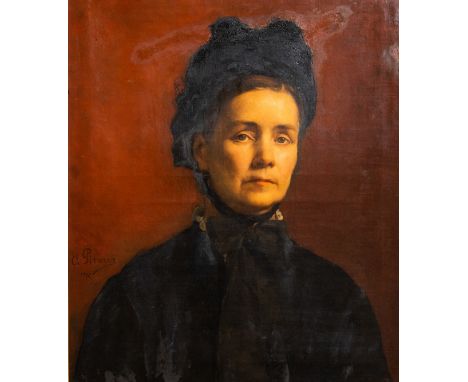 Full title: Charles Pirmez (19th C.): Portrait of a lady, oil on canvas, dated 1877Description: Work: 54,2 x 46,1 cmÊ Frame: 