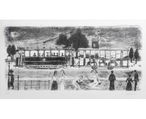 Full title: Paul Delvaux (1897-1944): 'Le tramway', lithograph, ed. E.A., dated (19)71Description: Work: ca. 70 x 32 cmÊ Fram