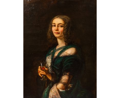 Full title: European school: Portrait of a lady in evening dress with an aperitif in her hand, 19th C.Description: Work: 91,5