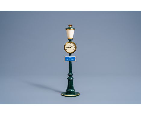 Full title: A Jaeger-LeCoultre 'Rue de la Paix' street lamp shaped table clock, Switzerland, third quarter of the 20th C.Desc