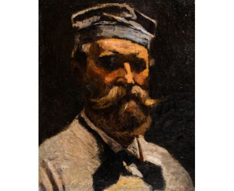 Full title: French school: Portrait of an artist, possibly the sculptor Emile Aldebert, oil on canvas, 19th C.Description: Wo