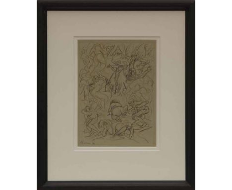 * PETER HOWSON OBE, I HAVE SUFFERED mixed media on paper, signed and dated '08 30cm x 22cm Mounted, framed and under glass