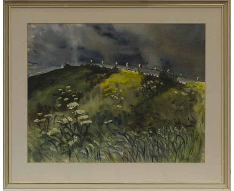 * ANNETTE J STEPHEN (SCOTTISH 1910 - 1990),COTTAGES BEHIND THE BANK, CATTERLINEwatercolour on paper, signed 41cm x 52.5cmMoun