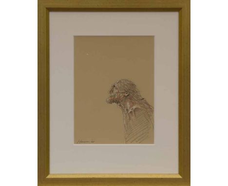 * PETER HOWSON OBE,
JOHN THE BAPTIST
mixed media on paper, signed and dated '05
30cm x 22cm
Mounted, framed and under glass