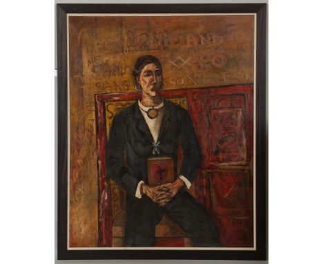 * STUART MACKENZIE RSA, THE INTELLECTUAL oil on canvas 167cm x 133cm (66 x 52 inches) Framed Note: Stuart Mackenzie RSA was b