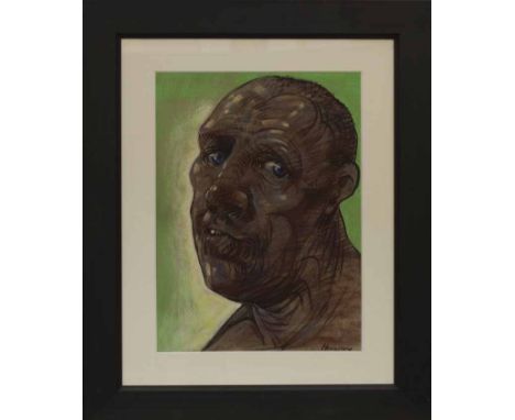 * PETER HOWSON OBE,
BLUE EYES
pastel on paper, signed
59.5cm x 43cm
Mouned, framed and under glass