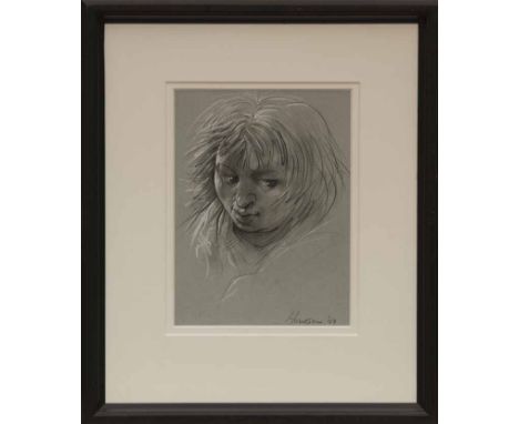 * PETER HOWSON, 
DEVIOUS
mixed media on paper, signed and dated '09
29cm x 21.5cm 
Mounted, framed and under glass
