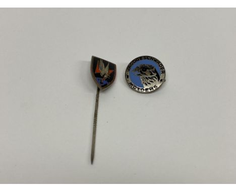 A 1942-1943 Luftwaffe Fighter Wing 'Molders' enamel badge and a Night Fighter Squadron enamel tie pin
