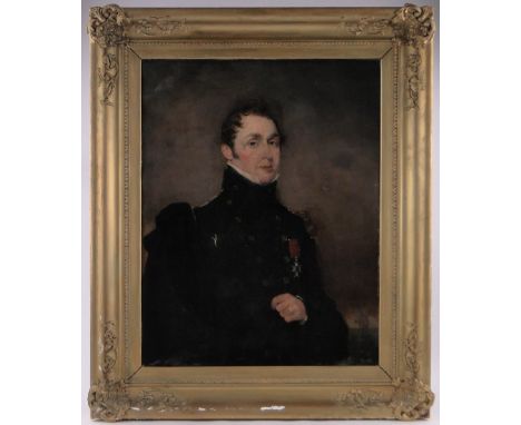 English School,early 19th century oil on canvas, portrait of a gentleman, member of the Waldegrave family circa 1835, in mili