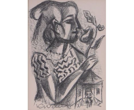 Expressionist School,lithograph, Erinnerung circa 1947, 14" x 10", framed.