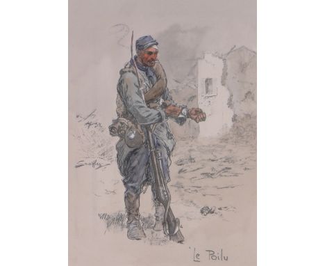 Charles Johnson Payne (Snaffles, 1884-1967),First War period coloured print, Le Poilu, 17" x 13.5", framed.