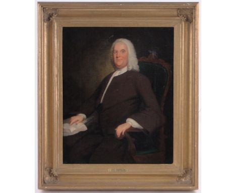 18th/19th century English School,oil on canvas, portrait of John Brooks Esquire, (father of Mrs Ashton), unsigned, 18" x 14",