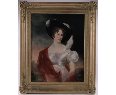 English School,early 19th century oil on canvas, portrait of a young woman, member of the Waldegrave family circa 1835, unsig