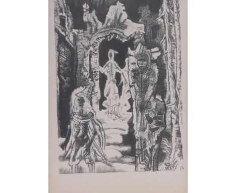 Lithograph, surrealist study circa 1947, i 12" x 9", framed.