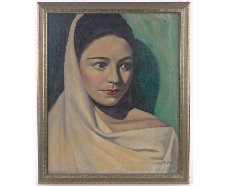 Roy Cross,oil on canvas, portrait of a woman wearing a shawl, signed, 22" x 18", framed.