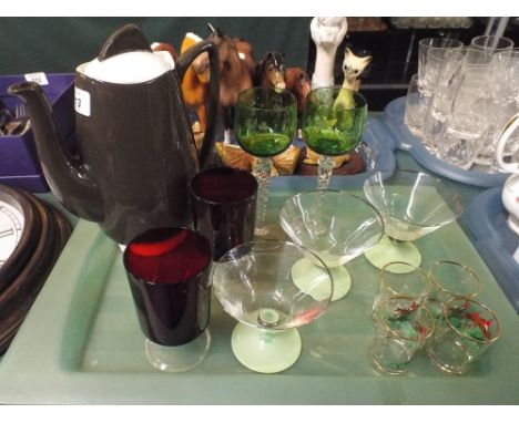 A Tray of Various Glassware Together with A Carlton Ware Coffee Pot 