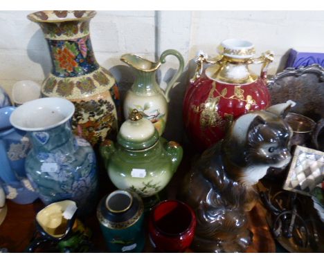 A Collection of Decorated Vases to Include Doulton Flambe (AF) Carlton Ware Etc