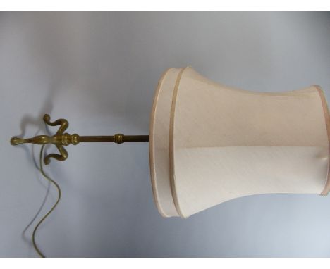 A Victorian Brass Table Lamp Stand Converted to Electricity on Tripod Support with Claw Feet, 47 cm High