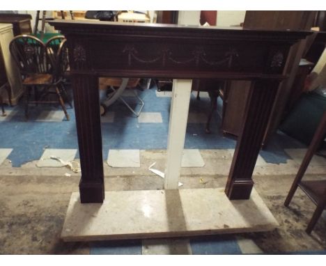 An Adam Style Fire Surround on Reconstituted Marble Plinth, 127 cm Wide