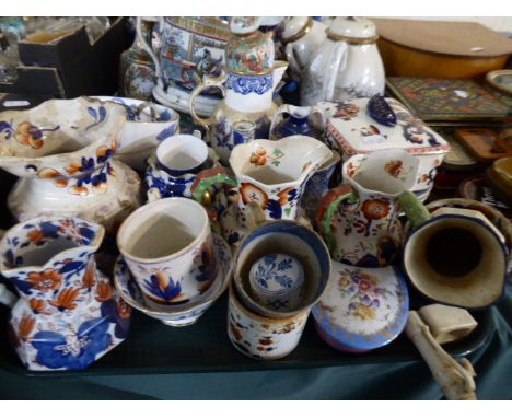 A Tray Containing Various Ceramic Jugs, Vases, Sardine Dish Etc