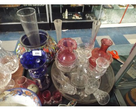 A Tray of Coloured and Plain Glassware