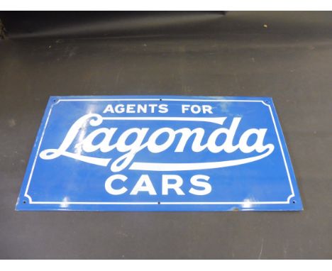 A reproduction Lagonda Cars rectangular enamel sign, 24 x 12". 
