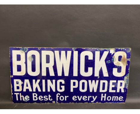 A Borwick's Baking Powder rectangular enamel sign by Willing's, 36 x 18".