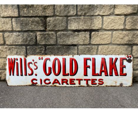 A Wills's Gold Flake Cigarettes rectangular enamel sign by Protector of Eccles, 60 x 15"