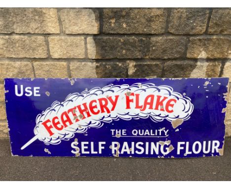 A Feathery Flake Self Raising Flour rectangular enamel sign with good gloss, 60 x 22".