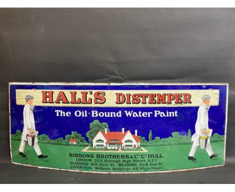 A Hall's Distemper pictorial enamel advertising sign with some older retouching and professional restoration to the lower lef
