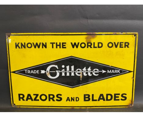 A Gillette Razors and Blades rectangular enamel sign, 20 x 12". 