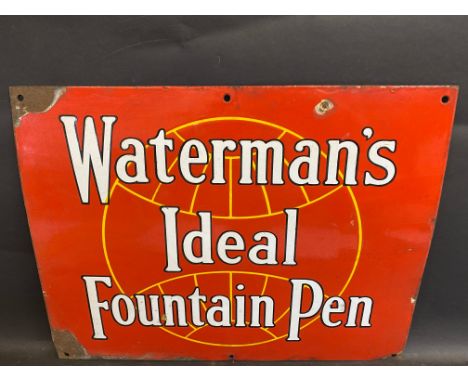 A Waterman's Ideal Fountain Pen rectangular enamel sign, 20 x 15 1/4".