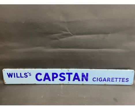 A Wills's Capstan Cigarettes two tone blue enamel sign, 48 x 6".