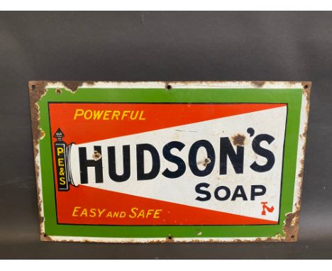 A small Hudson's Soap rectangular enamel sign, 18 x 11".
