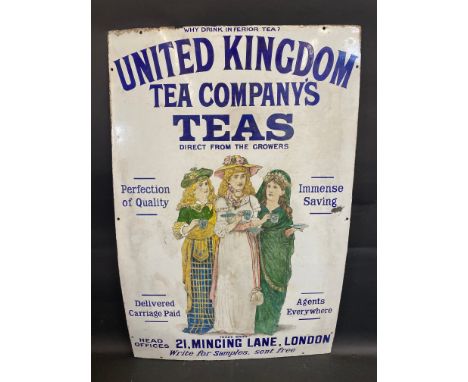A United Kingdom Tea Company's Teas 'three ladies' pictorial enamel sign with some older restoration mainly to the edges, 24 