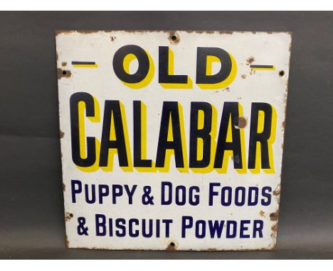 An Old Calabar Puppy &amp; Dog Foods &amp; Biscuit Powder enamel sign of good small size, 12 x 12".