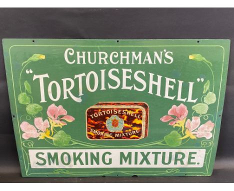 A Churchman's Tortoiseshell Smoking Mixture enamel sign by Patent Enamel, some older retouching mainly to the lower left corn