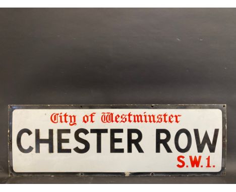 A City of Westminster enamel road/street sign for Chester Row, SW.1, 36 x 12".