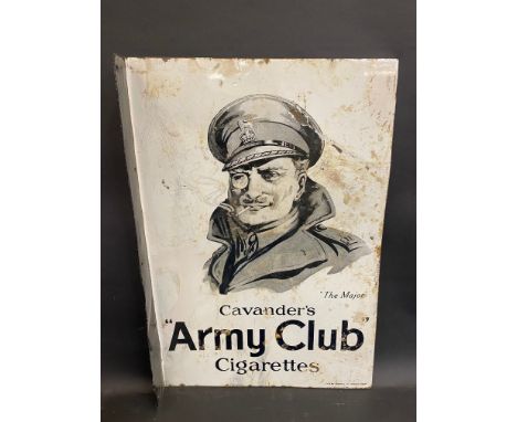 A Cavender's 'Army Club' Cigarettes double sided enamel sign by Patent Enamel, large areas of older restoration, and replacem