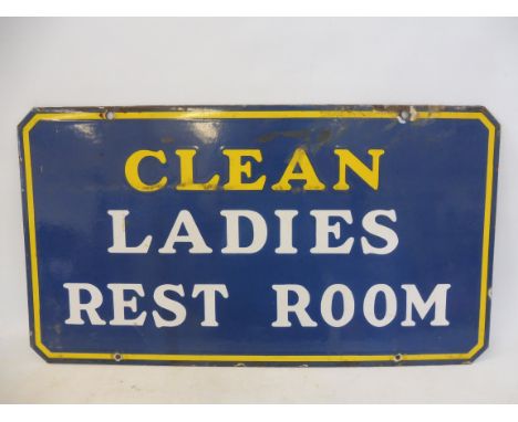 A double sided American enamel sign - Ladies Rest Room, 20 x 10".