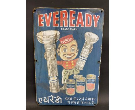 An Eveready Indian pictorial enamel sign, 12 x 18".